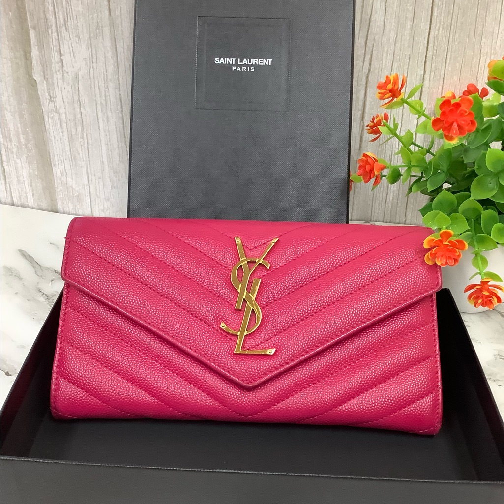 Guc Yves Saint Laurent Fuchsia Chevron Clutch